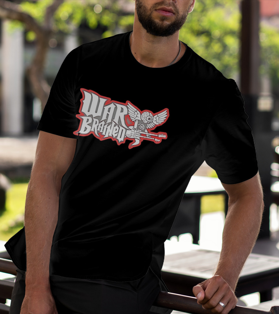Quannic War Brained Alternative Rock Indie Music Winged Guitar Brain T-Shirt