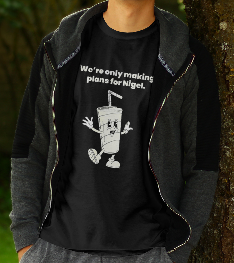We're Only Making Plans For Nigel XTC 80s Music Cartoon Cup T-Shirt