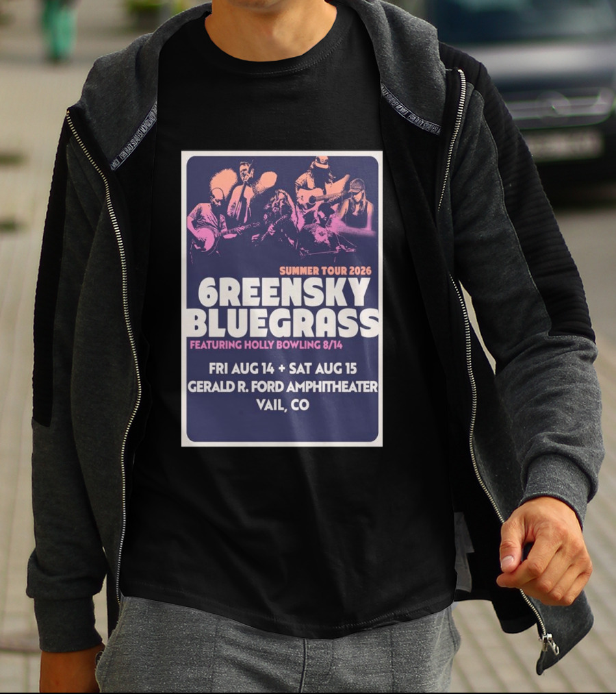 Greensky Bluegrass Summer Tour 2026 Vail CO Featuring Holly Bowling Aug 14 15 Gerald R Ford Amphitheater T-Shirt