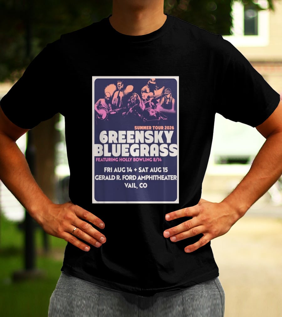 Greensky Bluegrass Summer Tour 2026 Vail CO Featuring Holly Bowling Aug 14 15 Gerald R Ford Amphitheater T-Shirt