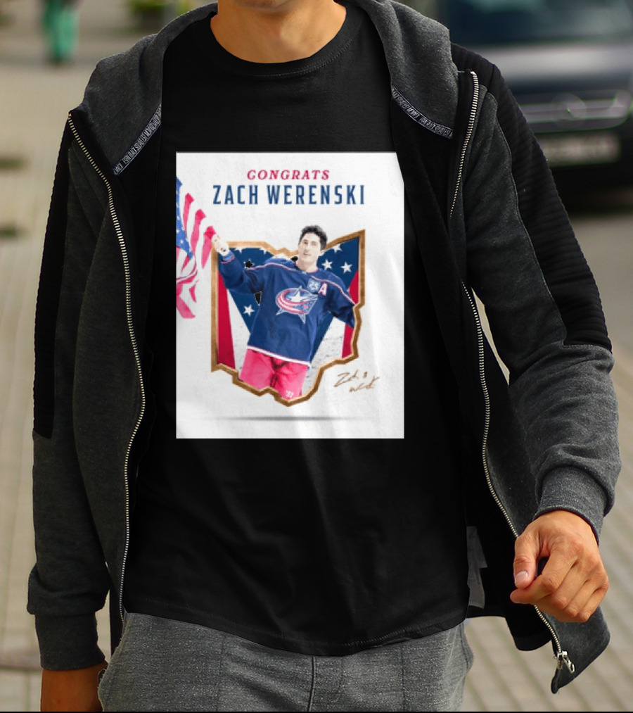 Congrats Zach Werenski USA Columbus Blue Jackets Hockey Celebration T-Shirt