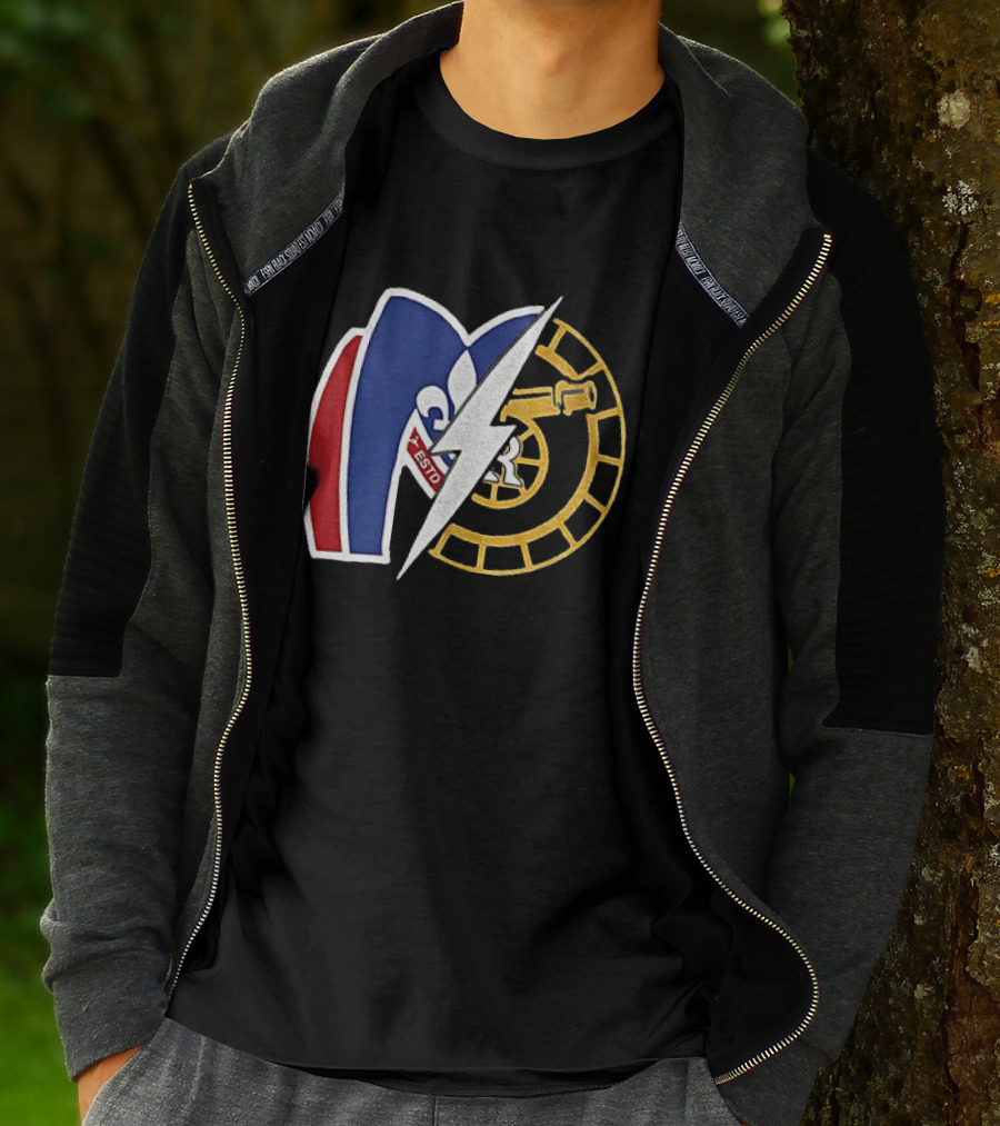 Boston Raiders Montreal Metros Hockey Rivalry Shane Ilya ESTD Fleur De Lis Puck T-Shirt