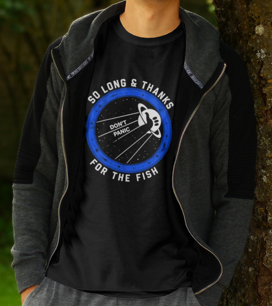 So Long And Thanks For The Fish Don't Panic Planetary T-Shirt