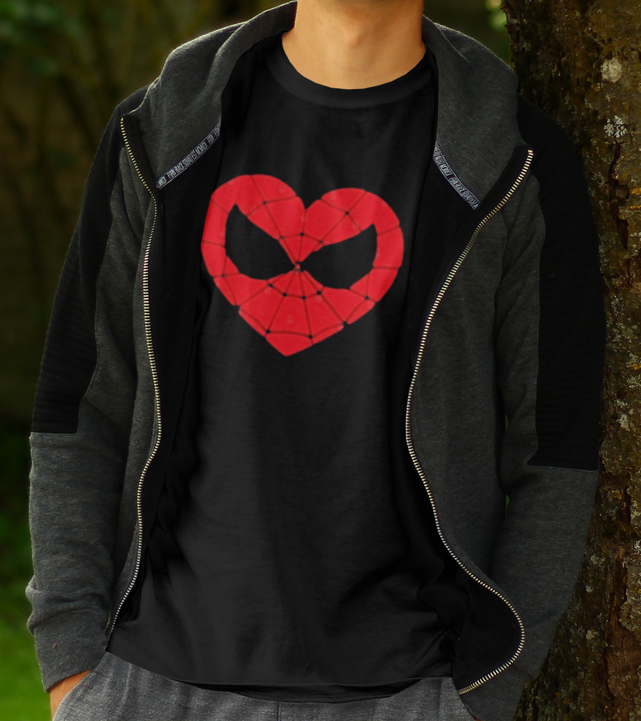 Spider Man Heart Web Mask Marvel Superhero T-Shirt