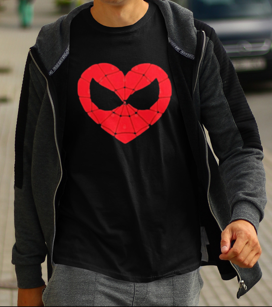 Spider Man Heart Web Mask Marvel Superhero T-Shirt