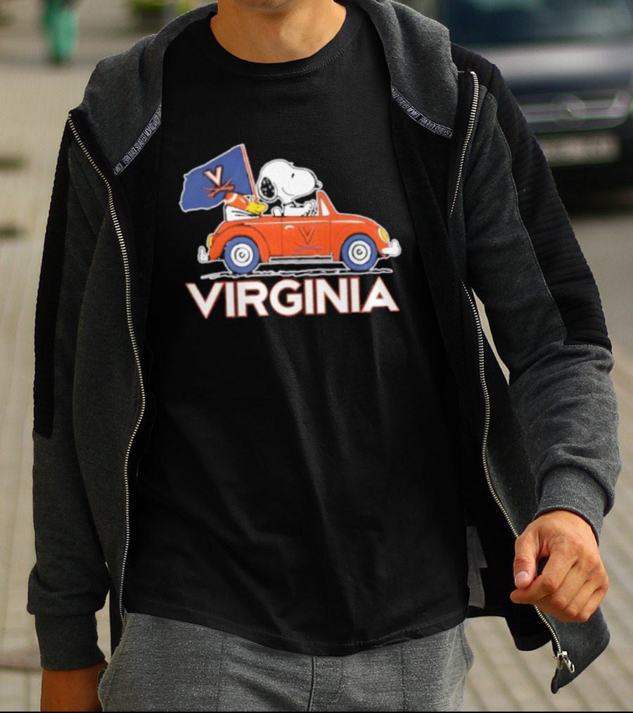 Snoopy Driving Car Virginia Cavaliers Football Fan Spirit T-Shirt