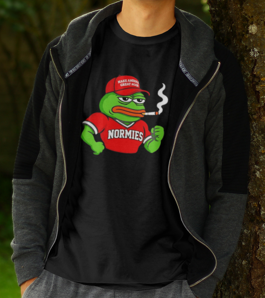 Pepe The Frog Smoking Wearing Normies Make America Great Again Red Hat T-Shirt