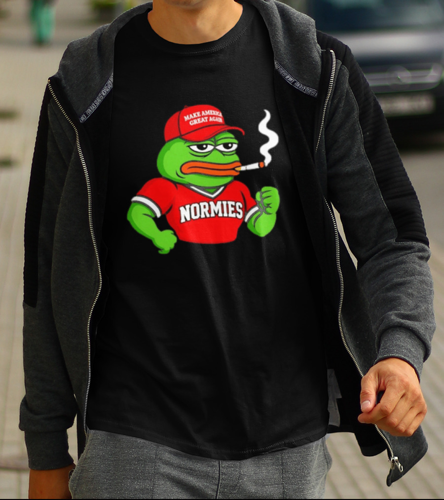 Pepe The Frog Smoking Wearing Normies Make America Great Again Red Hat T-Shirt
