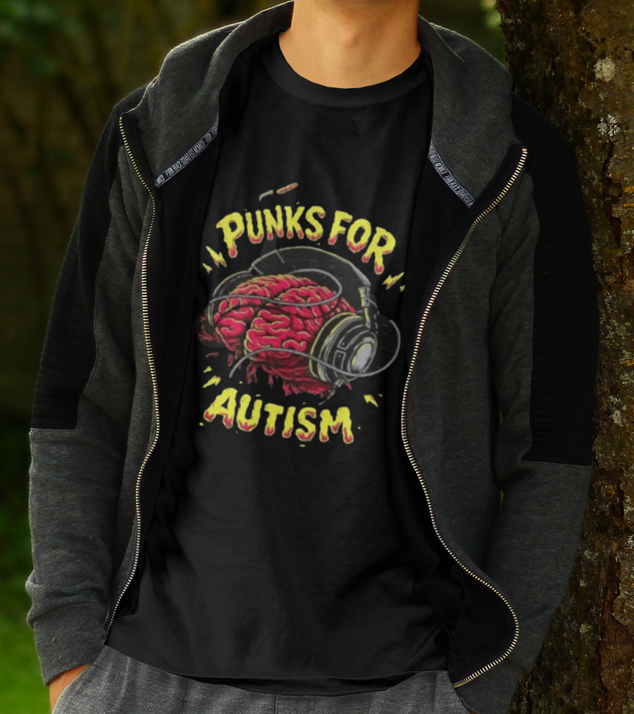 Punks For Autism Brain Headphones T-Shirt