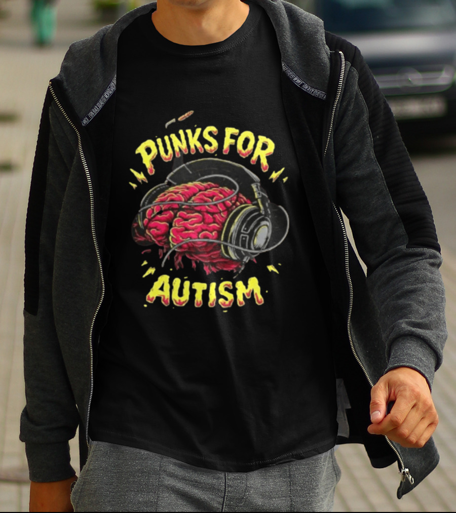 Punks For Autism Brain Headphones T-Shirt