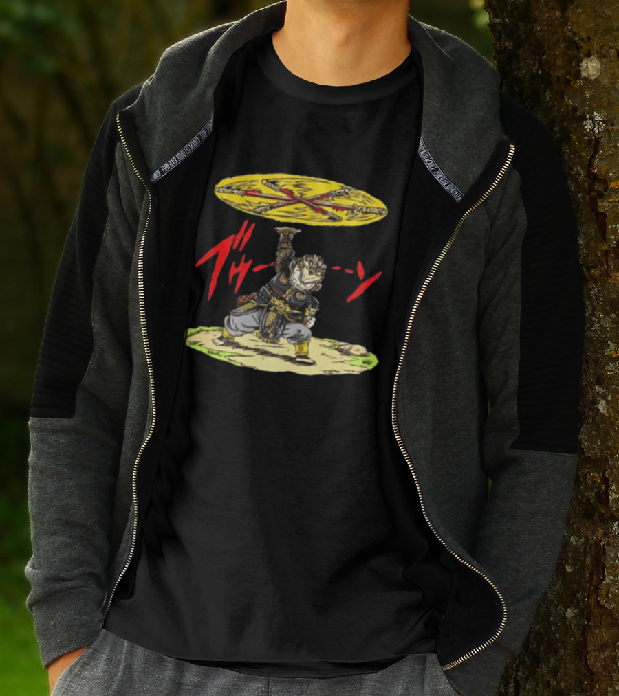 Ton Wukong Rotate The Stick Yellow Red Cartoon T-Shirt