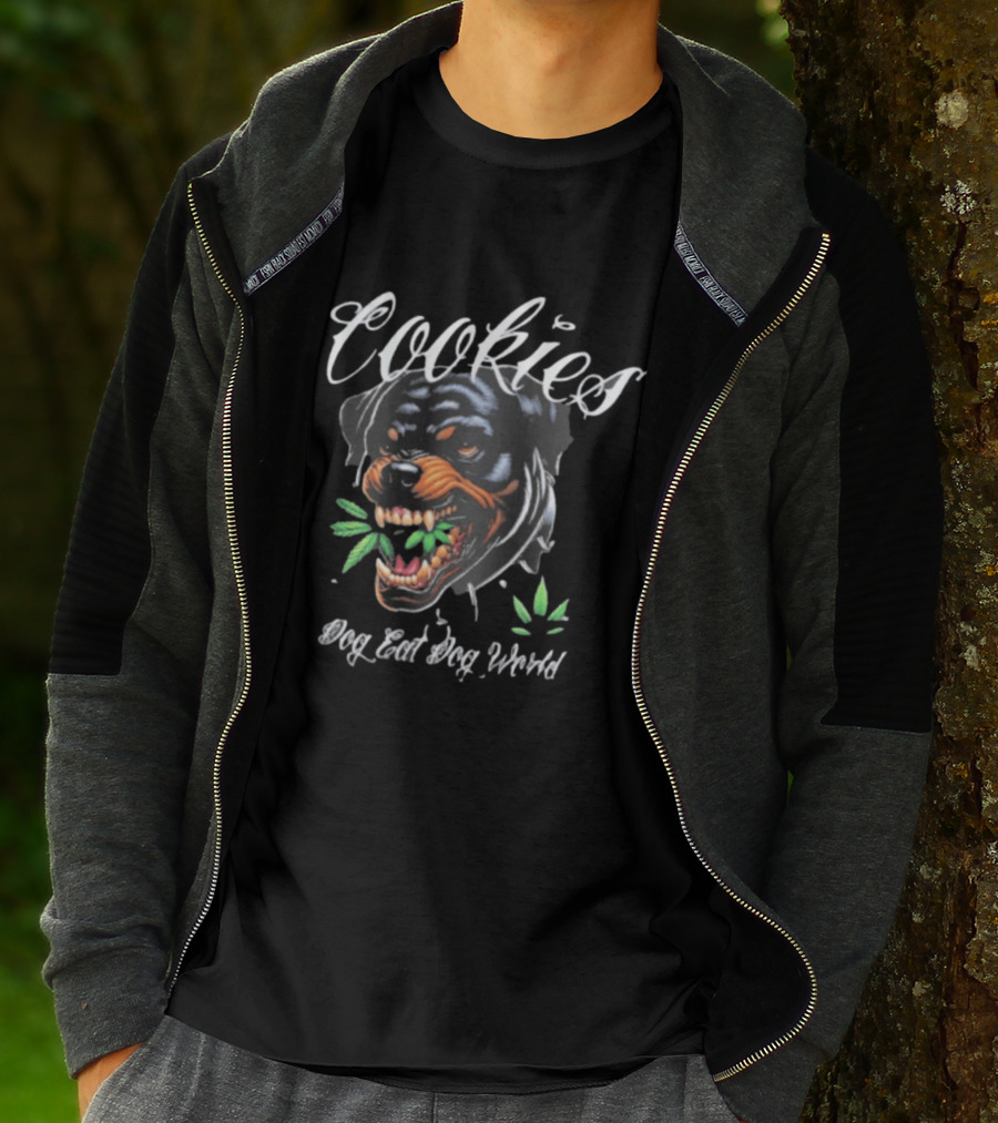 Cookies Dog Eat Dog World Rottweiler With Leaf T-Shirt