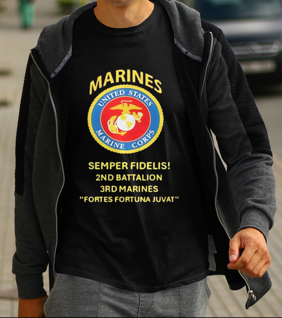 United States Marine Corps 2nd Battalion 3rd Marines Semper Fidelis Fortes Fortuna Juvat T-Shirt