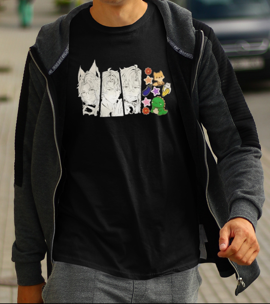 Vox Akuma Mysta Rias Ike Eveland Nijisanji EN Luxiem Vtuber Characters Cute Animal Stickers And Star Designs T-Shirt