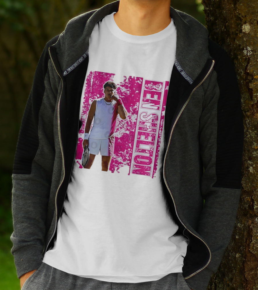 Ben Shelton Tennis Star Distressed Pink T-Shirt