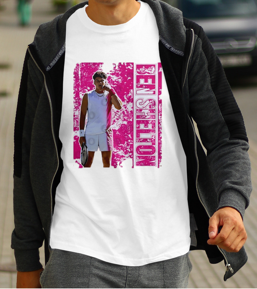Ben Shelton Tennis Star Distressed Pink T-Shirt