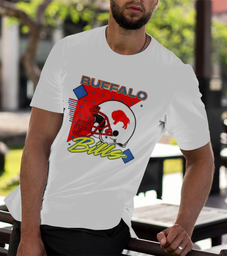 Buffalo Bills Football Helmet Retro 90s T-Shirt