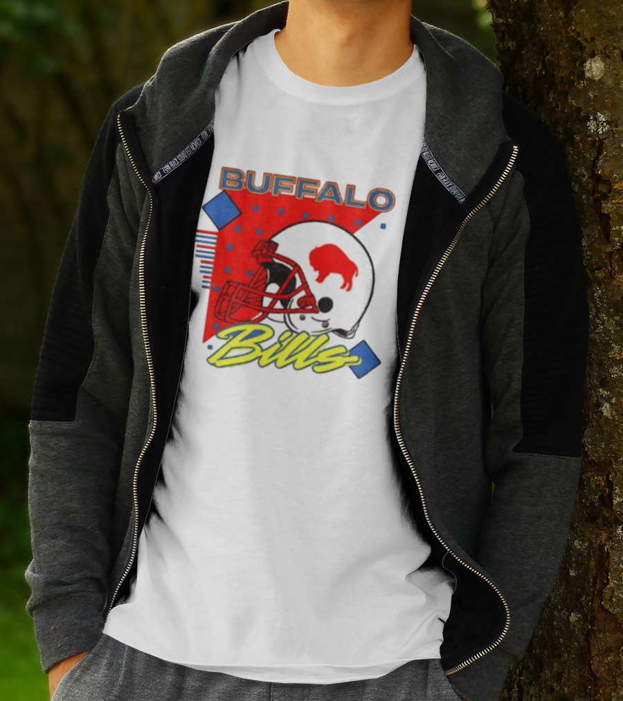Buffalo Bills Football Helmet Retro 90s T-Shirt