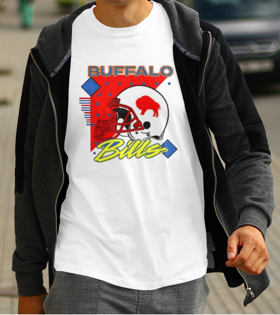 Buffalo Bills Football Helmet Retro 90s T-Shirt