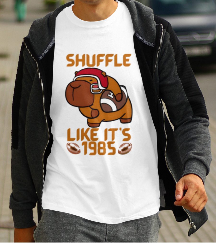 Shuffle Like It's 1985 Capybara With Headphones T-Shirt