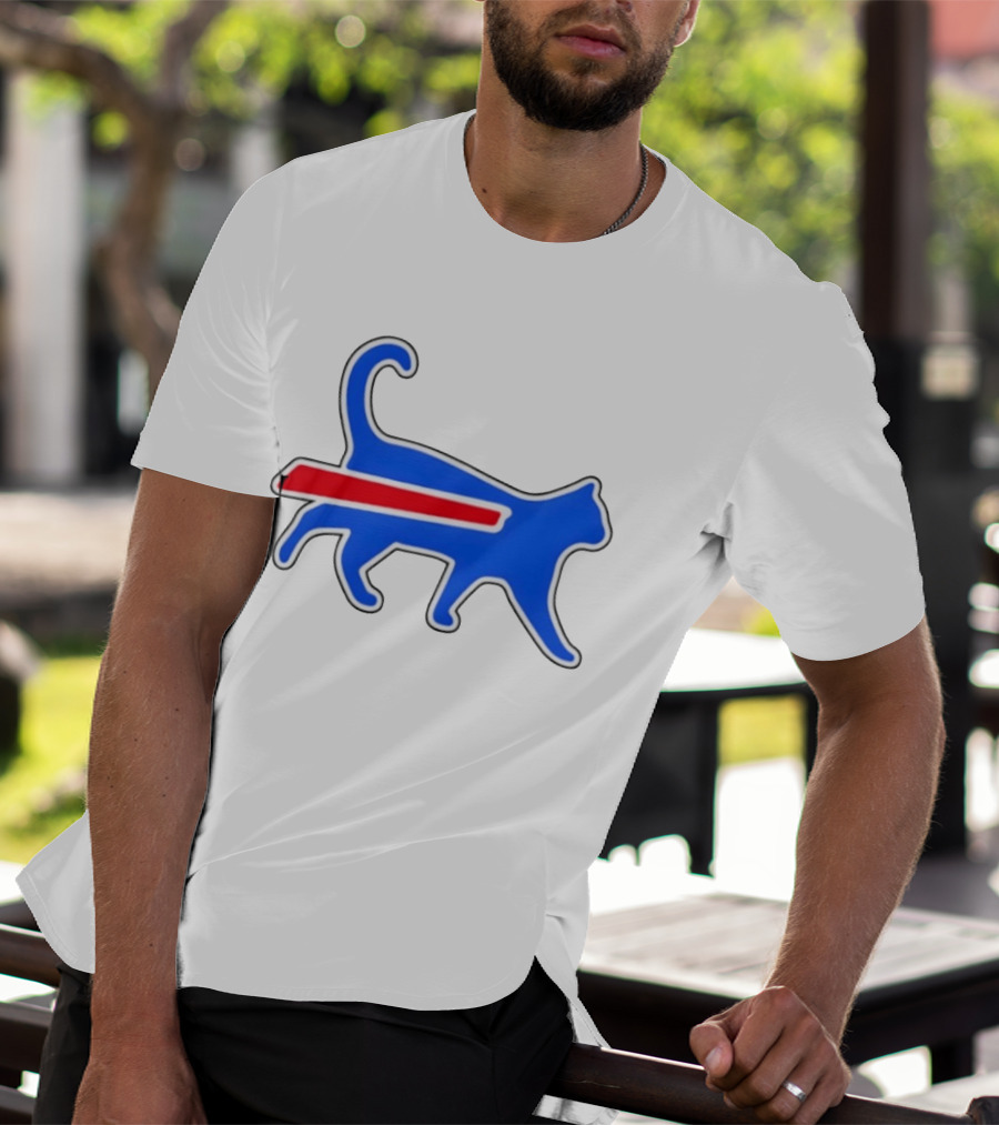 Buffalo Bills Cat Logo Parody Red And Blue T-Shirt