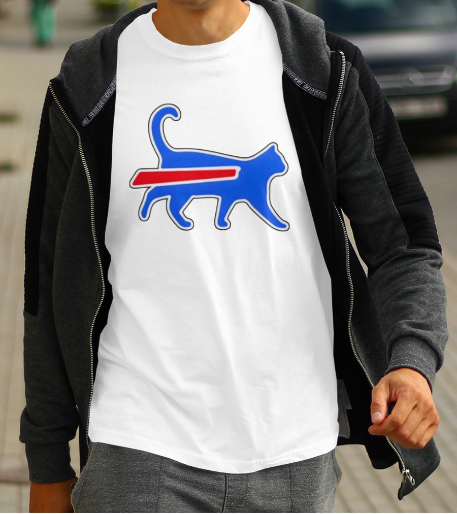 Buffalo Bills Cat Logo Parody Red And Blue T-Shirt