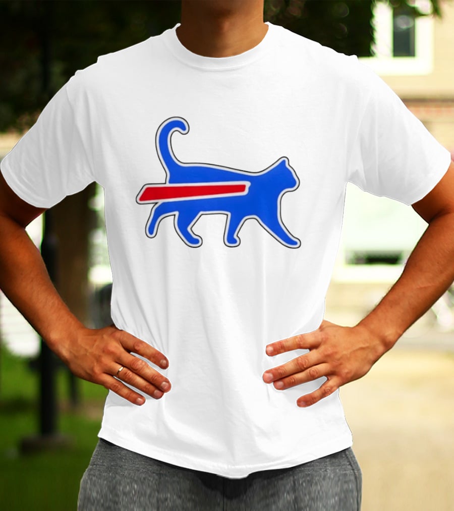 Buffalo Bills Cat Logo Parody Red And Blue T-Shirt