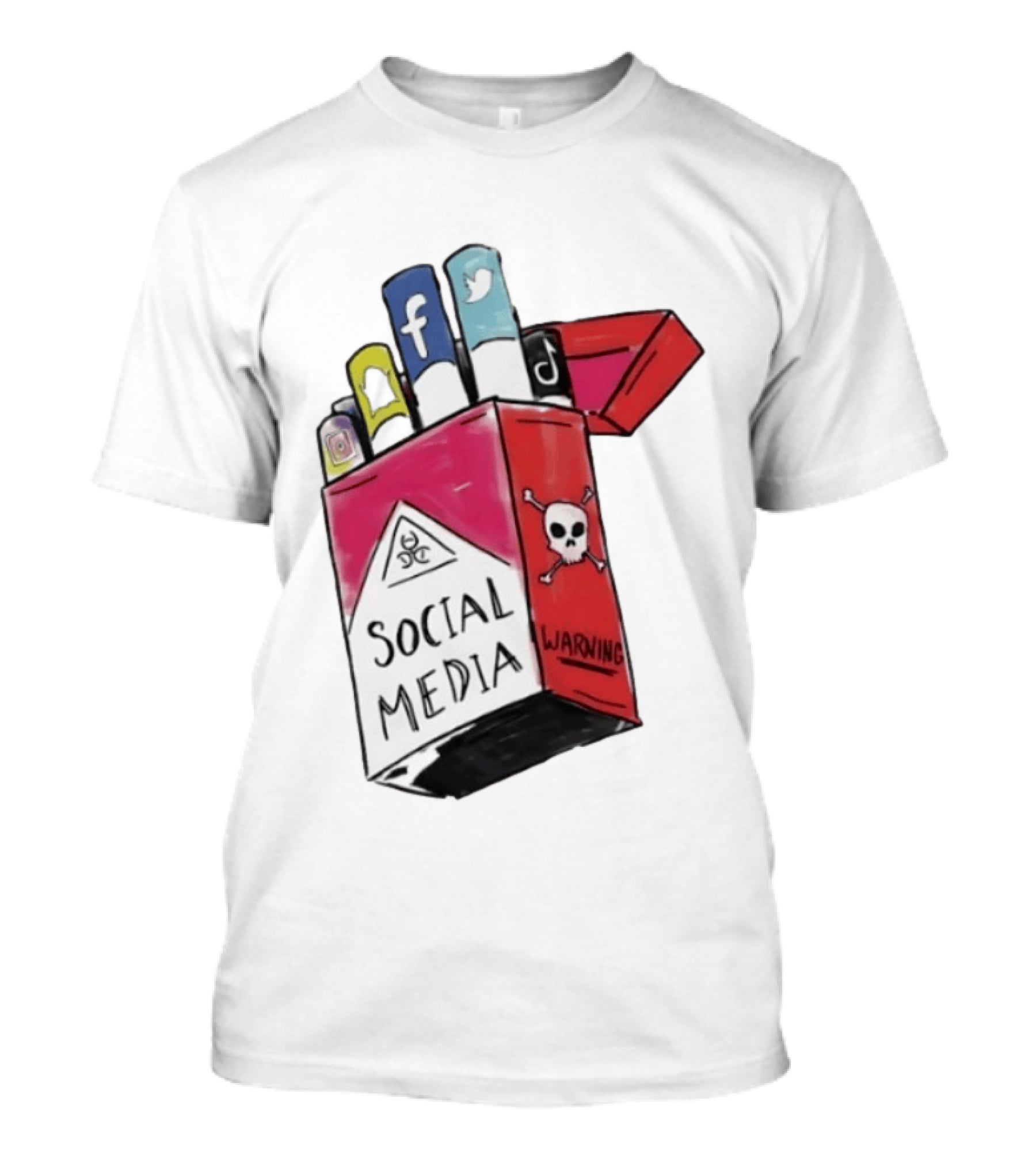 Social Media Warning Cigarette Pack With Iconic Apps T-Shirt