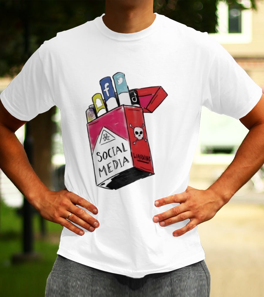 Social Media Warning Cigarette Pack With Iconic Apps T-Shirt