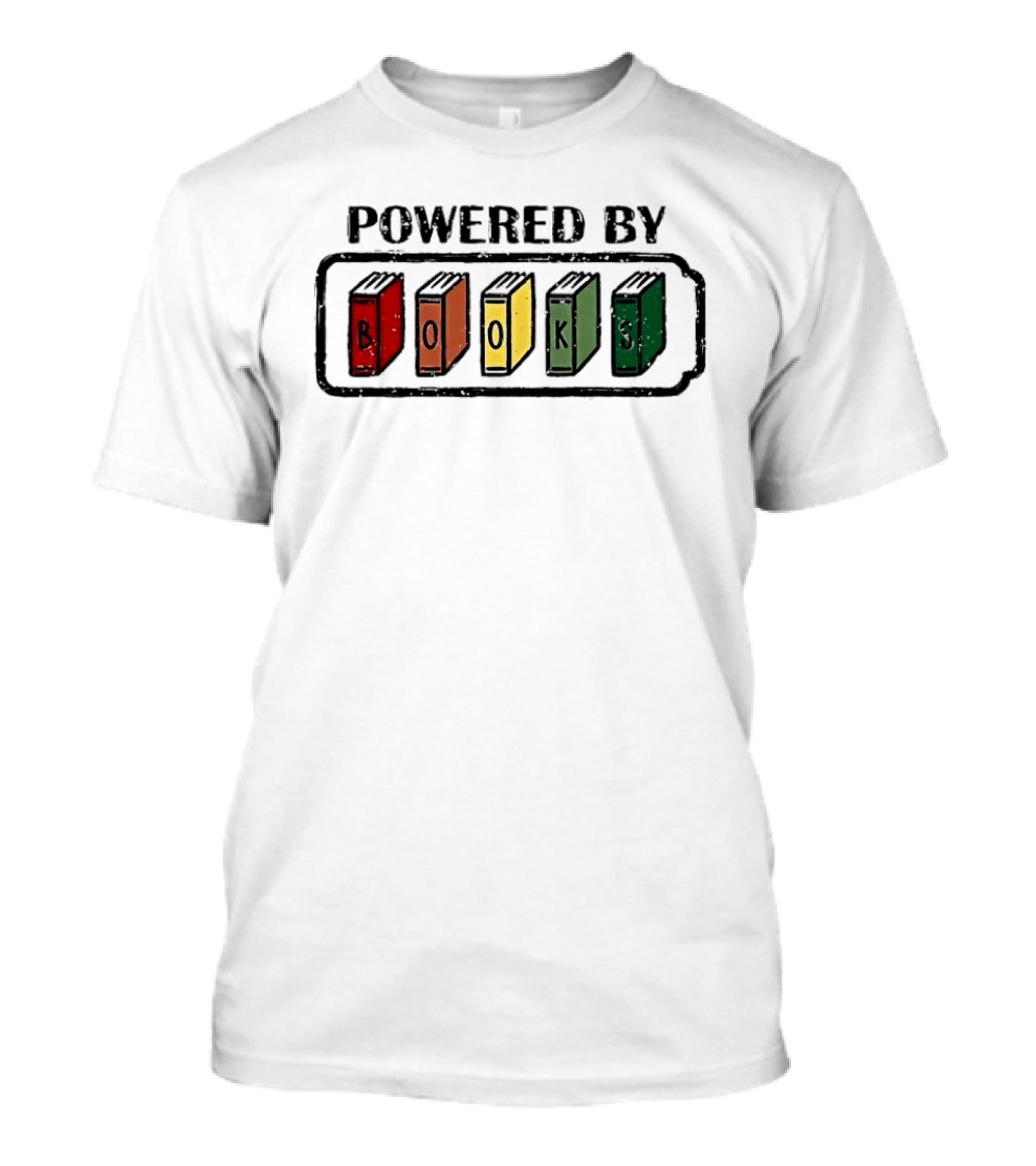 Classic Powered By Books Pride Colorful Book Spines T-Shirt