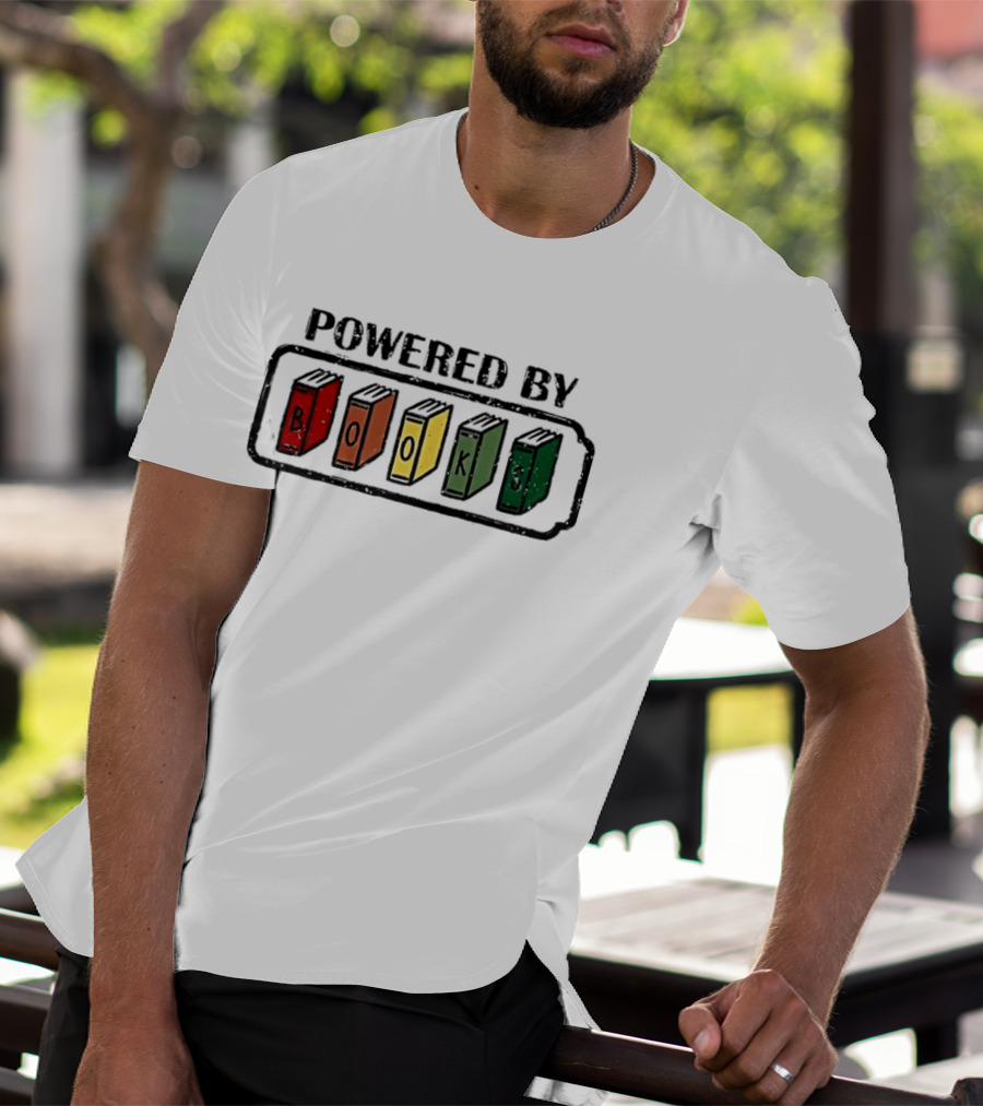 Classic Powered By Books Pride Colorful Book Spines T-Shirt