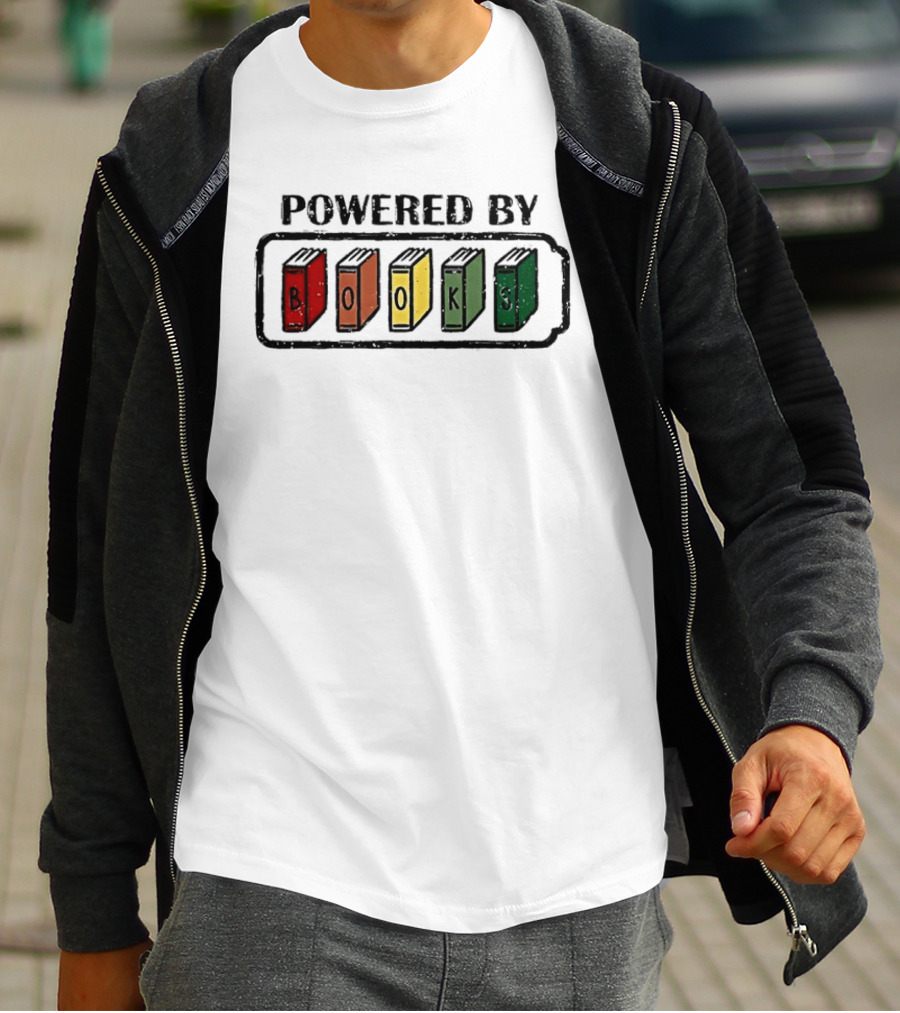 Classic Powered By Books Pride Colorful Book Spines T-Shirt