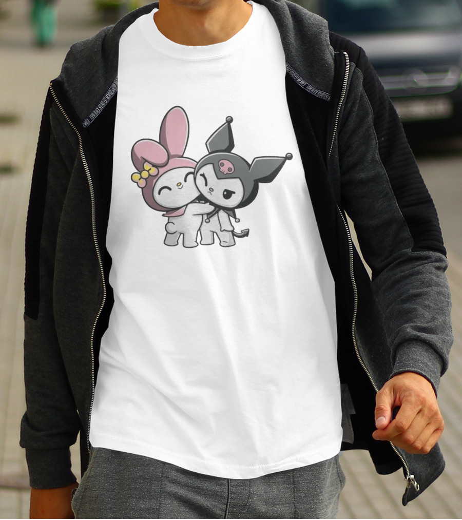 Sanrio My Melody And Kuromi Hugging Cute Characters T-Shirt