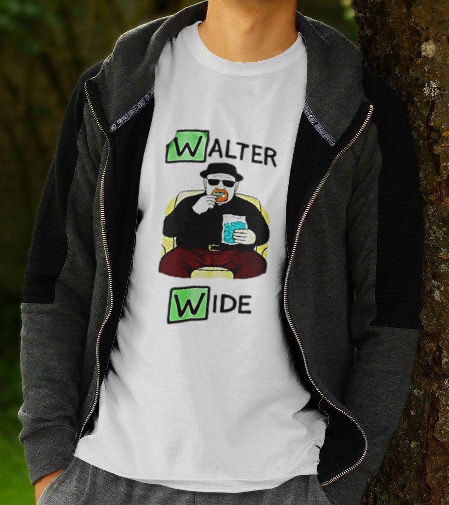 Walter Wide Breaking Bad Parody Green Letters Sitting Eating Blue Candy T-Shirt