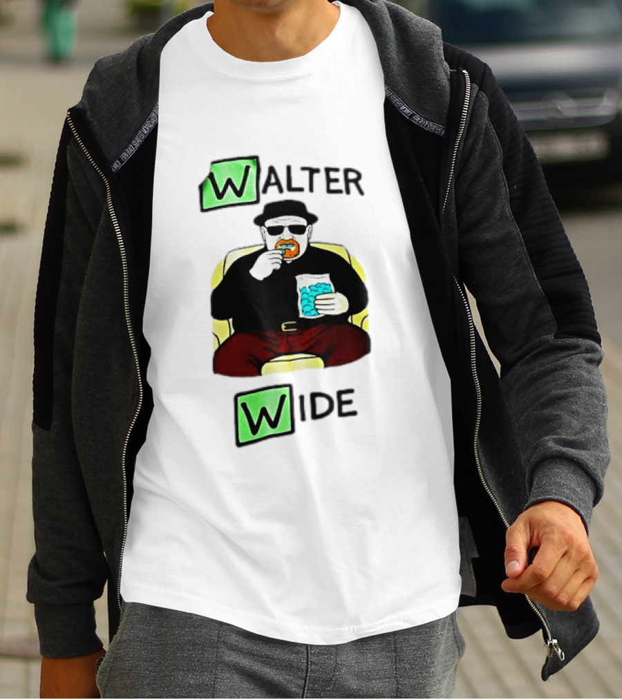 Walter Wide Breaking Bad Parody Green Letters Sitting Eating Blue Candy T-Shirt