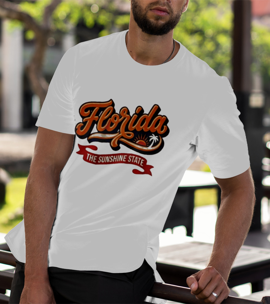 Florida The Sunshine State Sunset Palm Tree Vintage Look T-Shirt