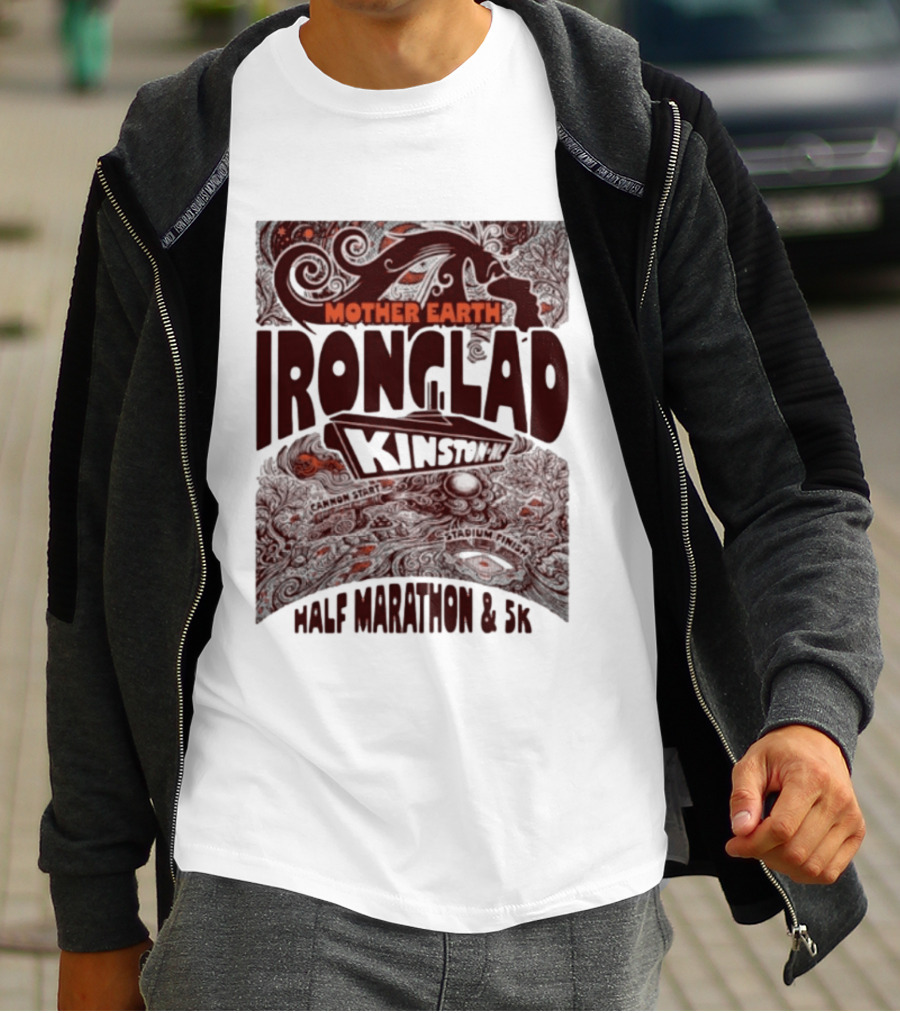 Mother Earth Ironclad Kinston Half Marathon 5K Cannon Start Stadium Finish T-Shirt