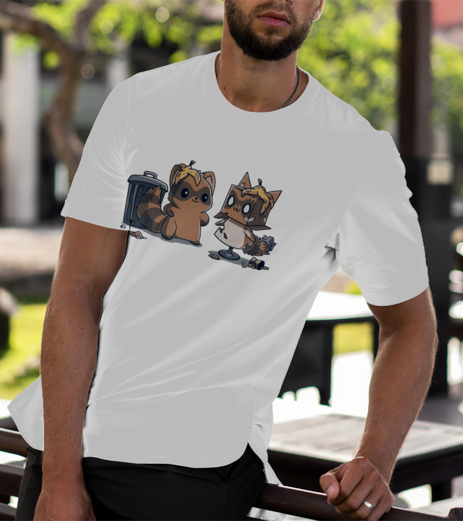 Get Crafty Raccoon Cardboard Box Costume With Trash Can Creativity T-Shirt