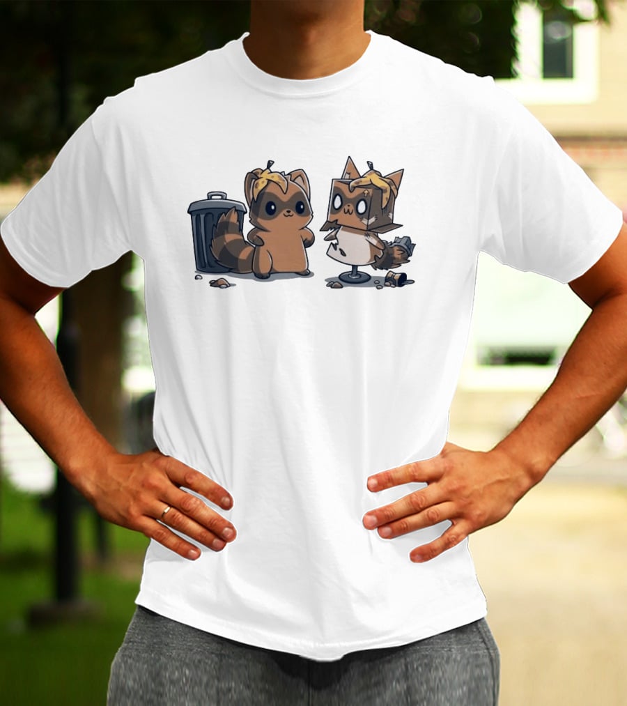 Get Crafty Raccoon Cardboard Box Costume With Trash Can Creativity T-Shirt