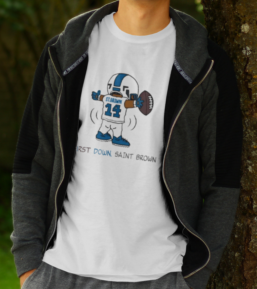 Trending Detroit Lions First Down Saint Brown 14 T-Shirt