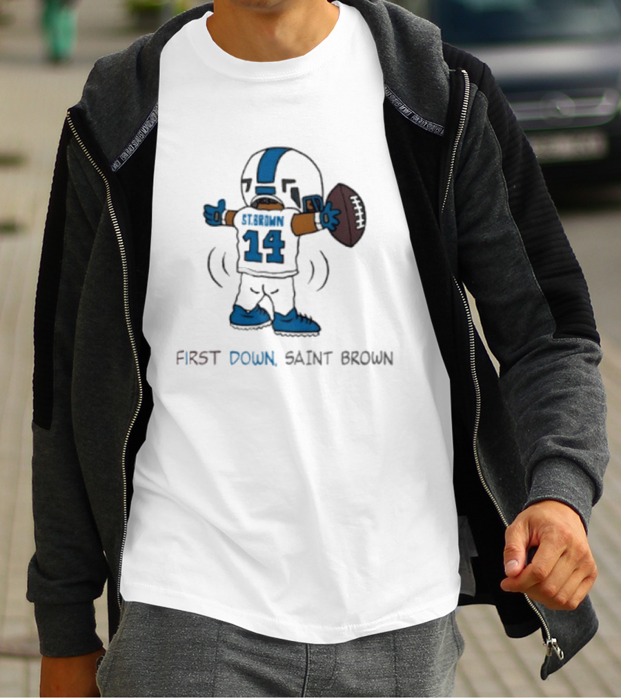 Trending Detroit Lions First Down Saint Brown 14 T-Shirt