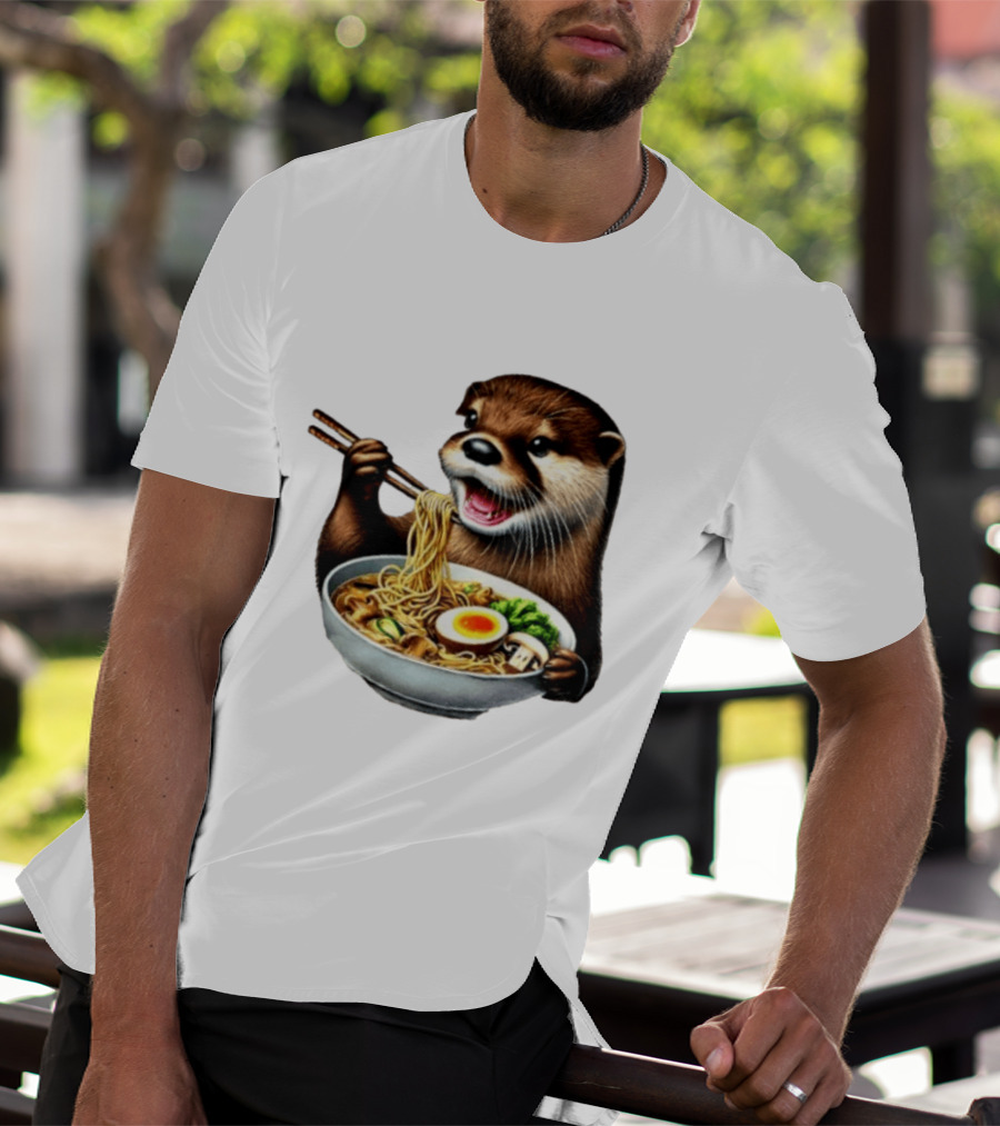Trendy Otter Enjoying Ramen Bowl Meme T-Shirt