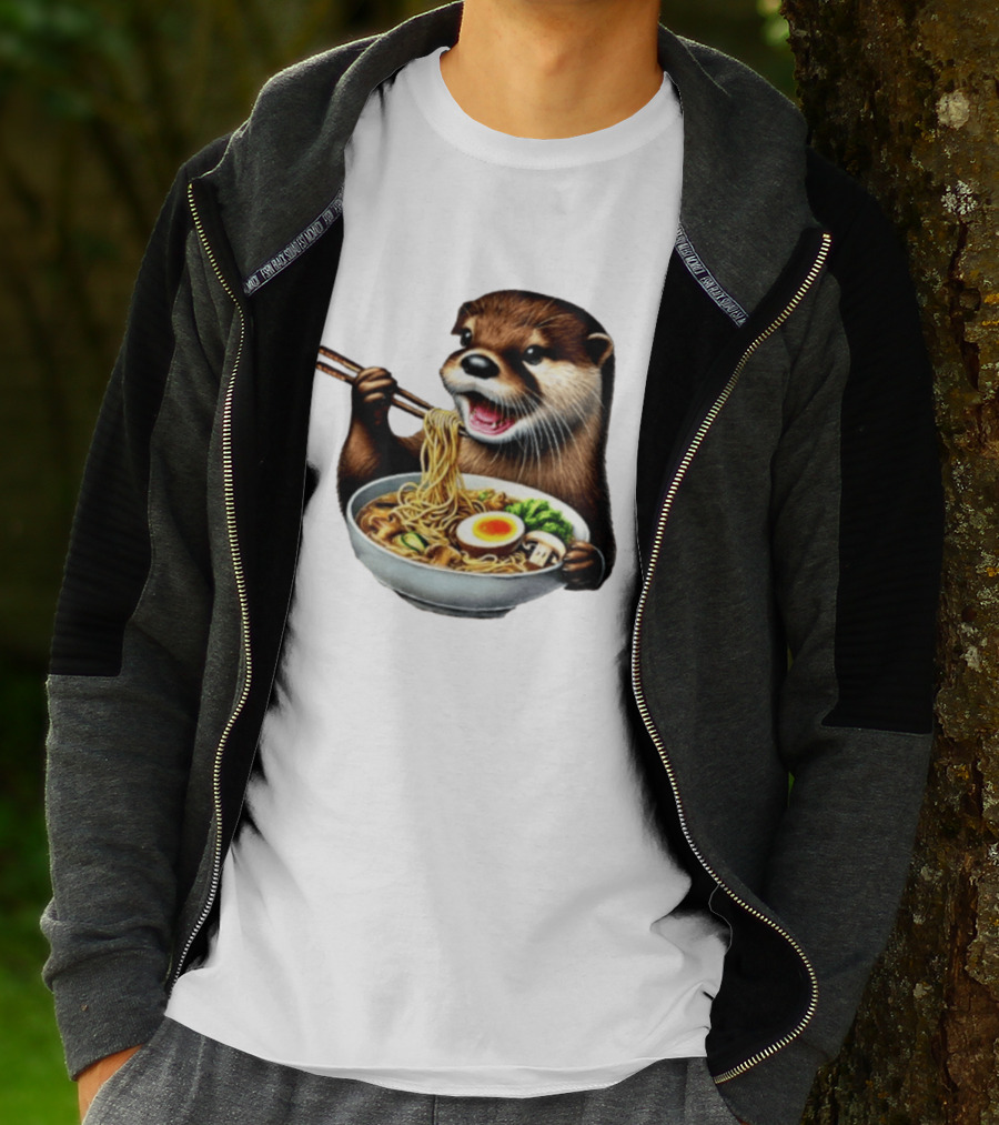 Trendy Otter Enjoying Ramen Bowl Meme T-Shirt