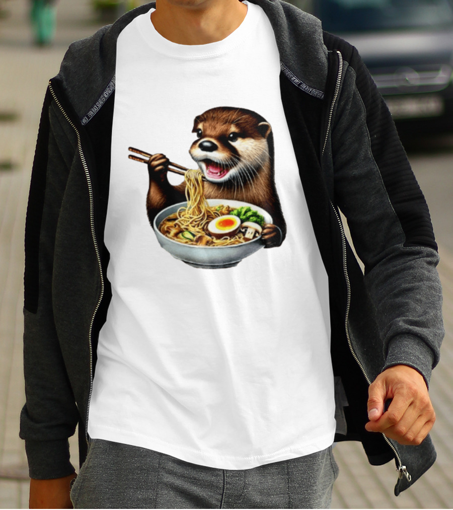 Trendy Otter Enjoying Ramen Bowl Meme T-Shirt
