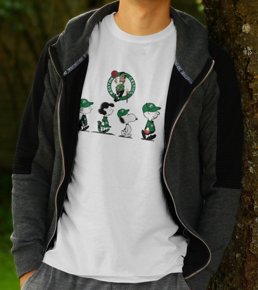Peanuts Characters Boston Celtics Basketball Sports T-Shirt