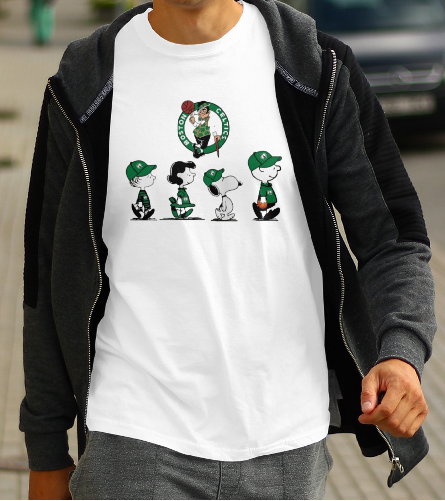Peanuts Characters Boston Celtics Basketball Sports T-Shirt