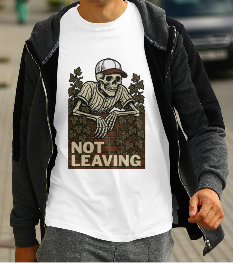 Skeleton Baseball Player Not Leaving Brick Wall Ivy Cap T-Shirt