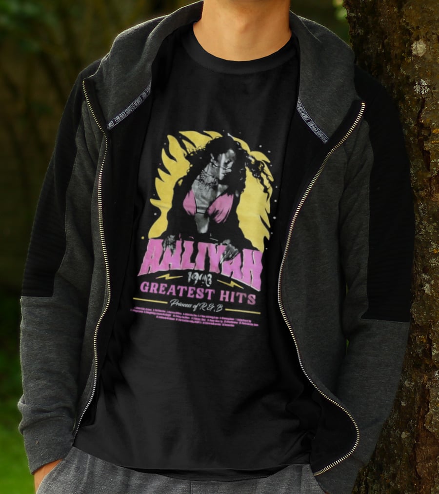 Aaliyah 1996 Greatest Hits Yellow And Pink Fashion T-Shirt