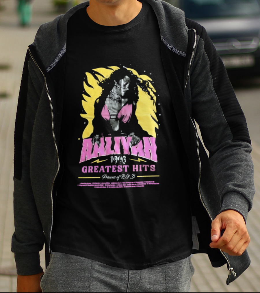 Aaliyah 1996 Greatest Hits Yellow And Pink Fashion T-Shirt