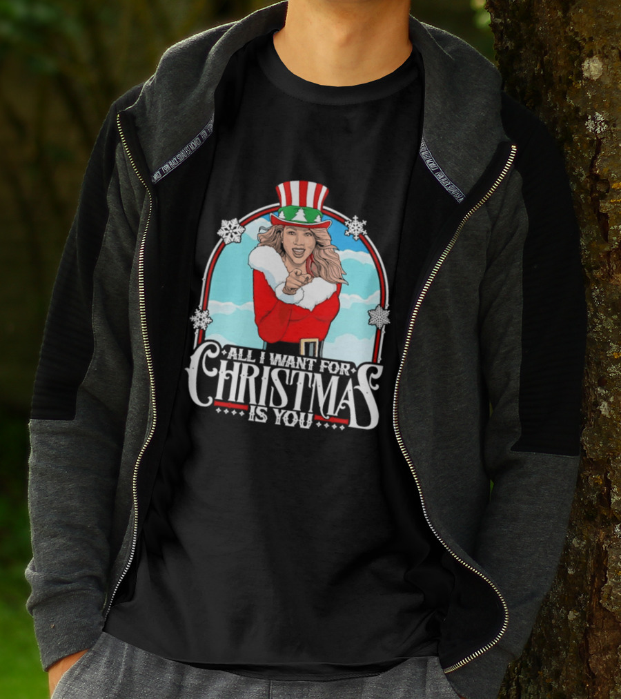 All I Want For Christmas Is You Mariah Carey Santa Christmas Music Holiday T-Shirt